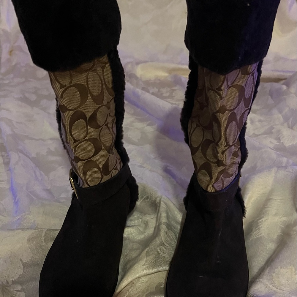 Coach Dark Brown Suede Boots